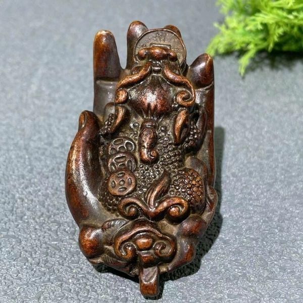 銅器 神獣 茶台 茶寵 文鎮 文房具 手把件 掌中握財 装飾品 工芸