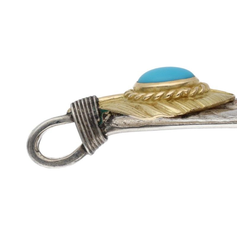  ゴローズ 上金金縄ターコイズ特大フェザー 左向き ネックレストップ メンズ 特大 ネックレス アクセサリー