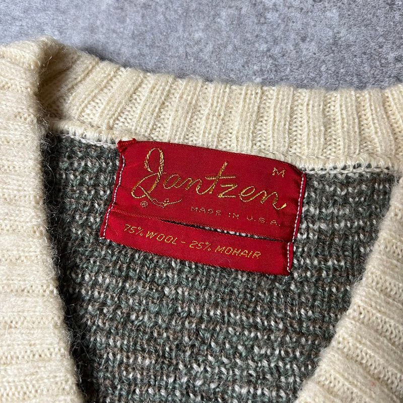 60s USA製 Jantzen アーガイル 総柄 25% モヘア ウール Vネック 60s USA製 Jantzen アーガイル 総柄 25% モヘア ウール Vネック