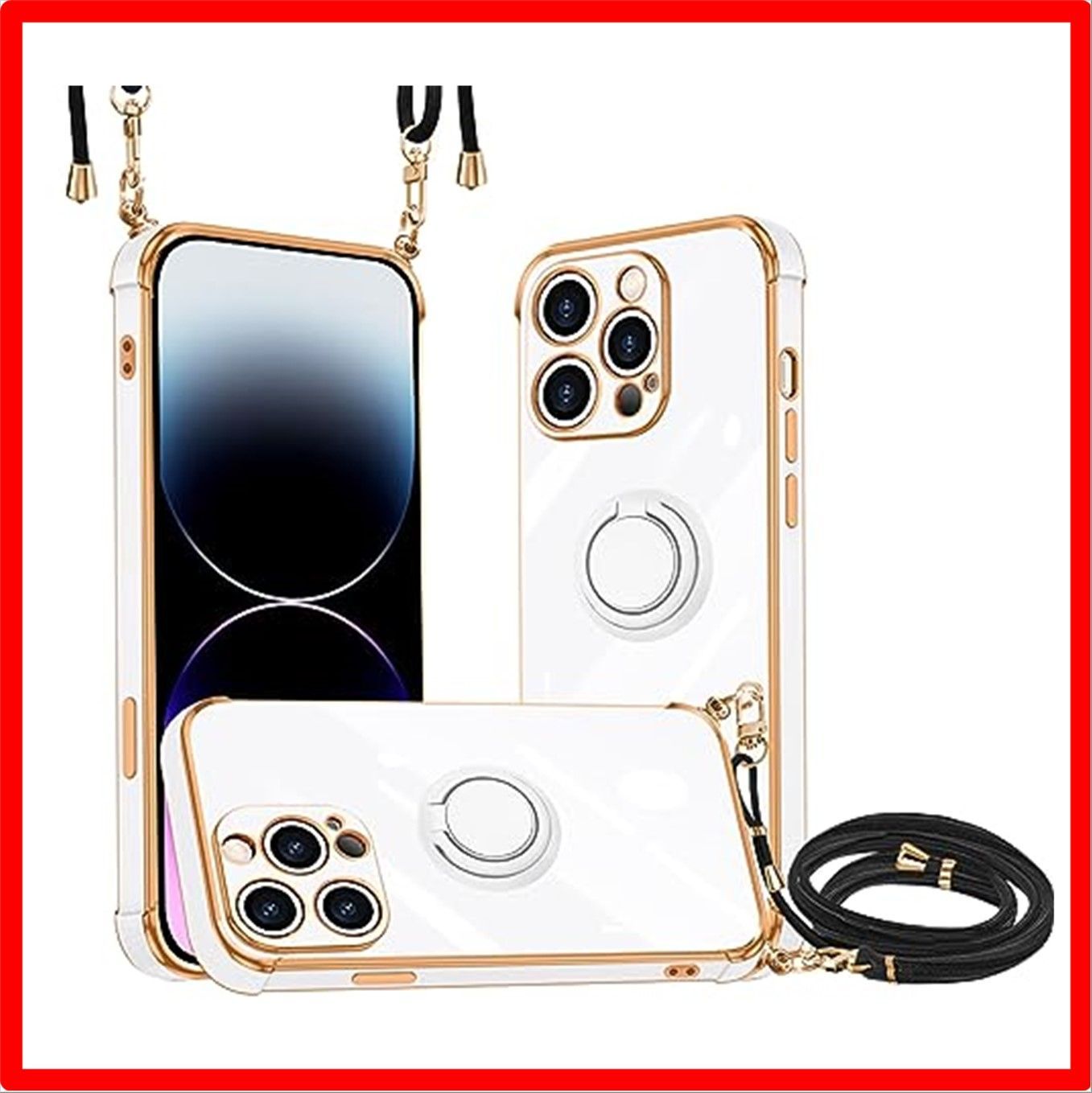 【セール中】 iPhone 14 Pro_ホワイト（2） iPhone 14 Pro 用 ケース リング ー iPhone14pro カバー ショルダー 新型韓