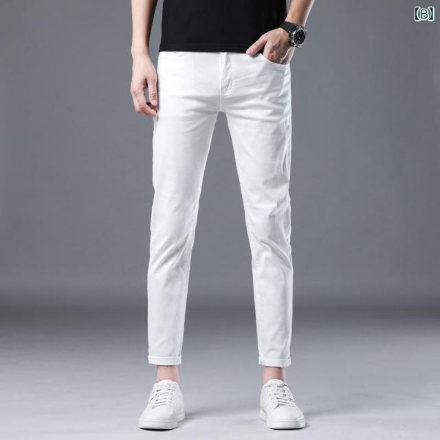  30 メンズ ファッション 服 オシャレ シンプル 大人 かっこいい 大きいサイズ ストリート 紳士服 冷感 ホワイト ジーンズ スリム ストレート ストレッチ テンセル カジュアル 夏 薄手 その他 パンツ