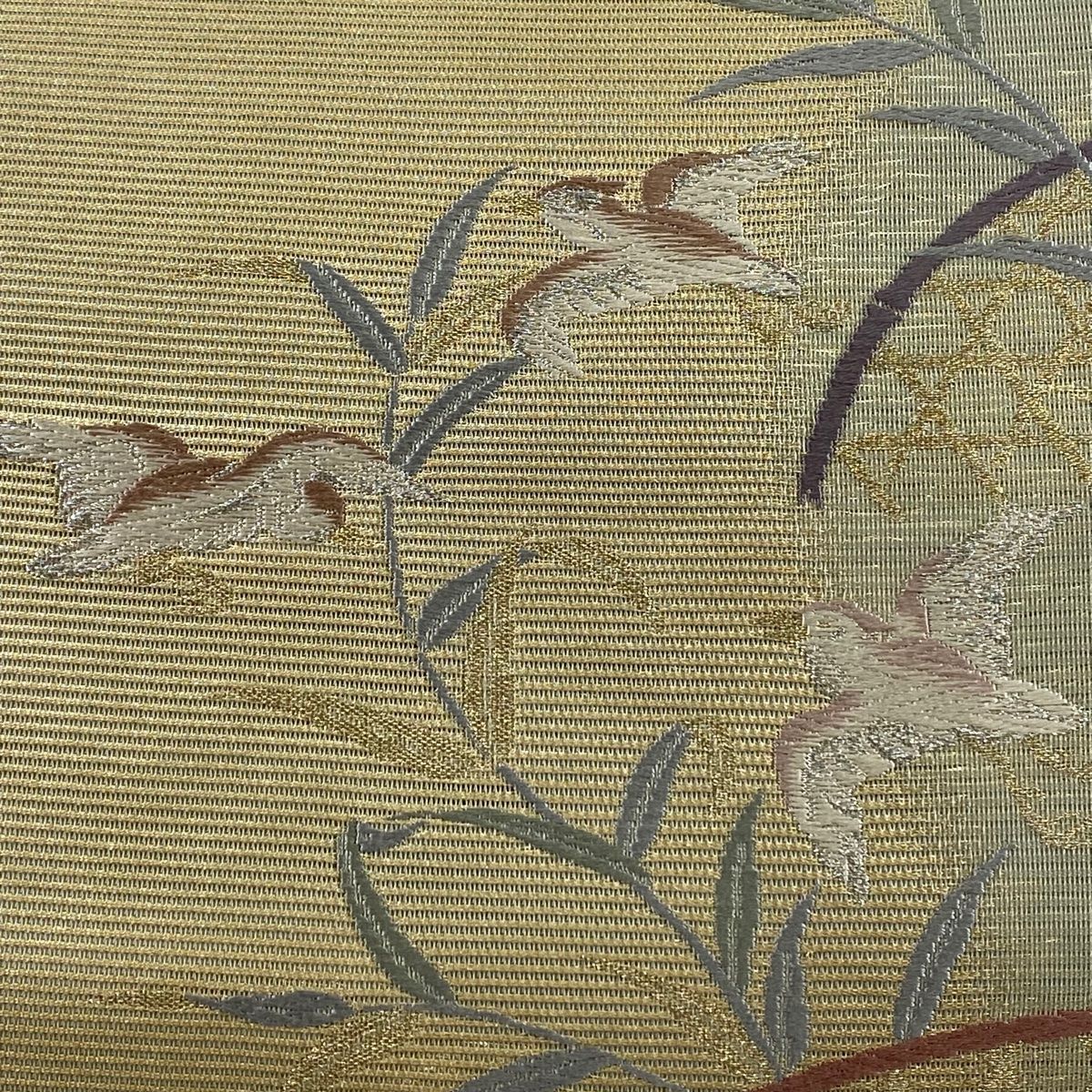 袋帯 秀品 夏帯 絽 光悦垣 鳥 金銀糸 刺繍 ベージュ 六通 正絹