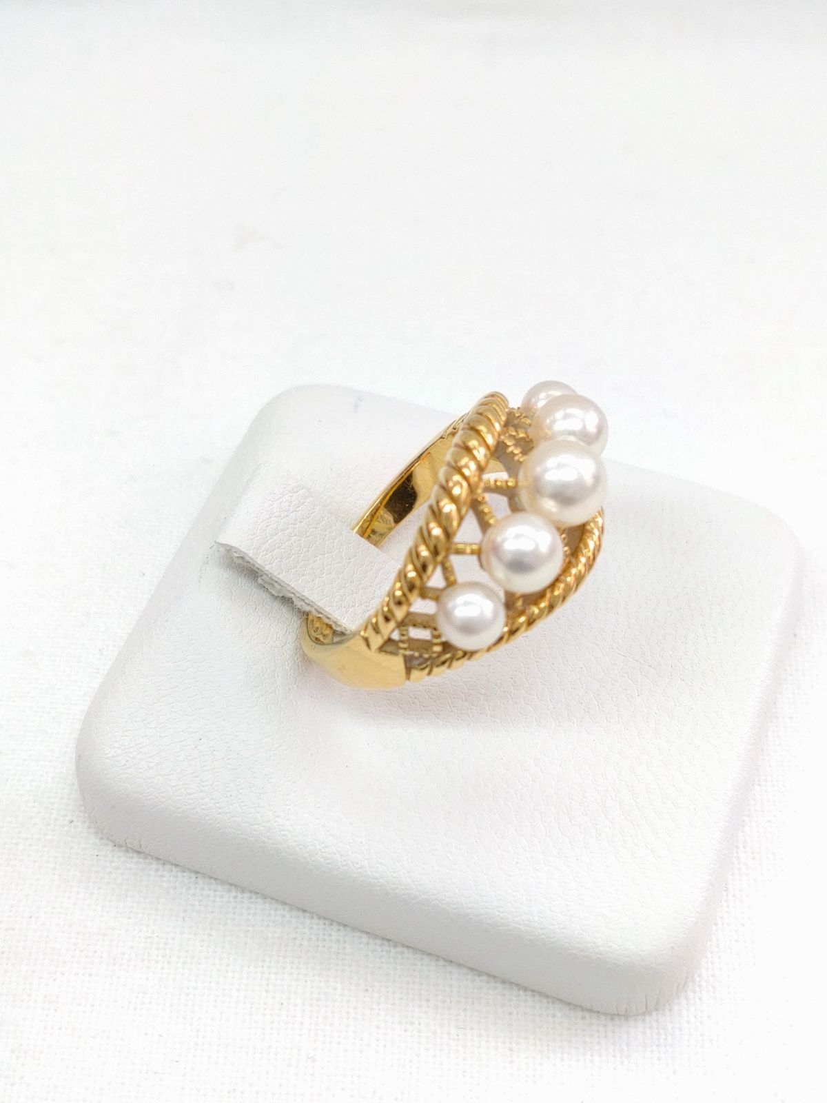 29/美品 ミキモト K18 真珠 ベビーパール約3.5-3.6㎜ リング 指輪