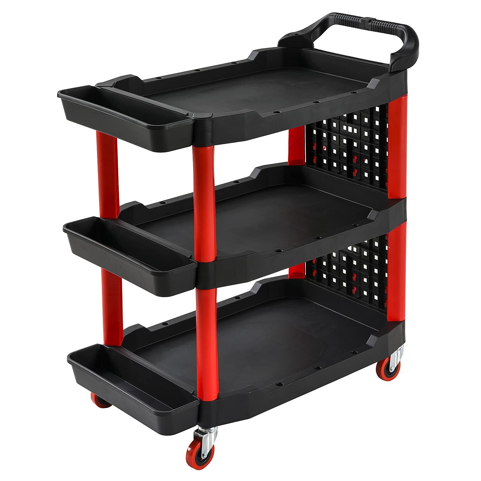 新着商品 ツールワゴン 3層式 ツールキャビネット 樹脂 ツールトロリー ツール台車 総耐荷重200kg 軽量 運搬台車 工具収納ワゴン 自動車修理用トロリー 食料品用トロリー 多機能シェルフワークベンチ プラスチック製3段式 ビューティートロリー