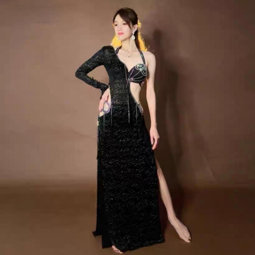 ♥ 新款 長いドレスセットのベリーダンス衣装 ベリーダンス サイーディ オリエンタル衣装 セットアップ 3カラー選択