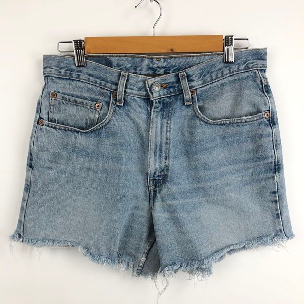 【古着】 Levi's リーバイス 550 デニムショートパンツ カットオフ メキシコ製 90年代 ブルー系 メンズW32 【中古】 n053878