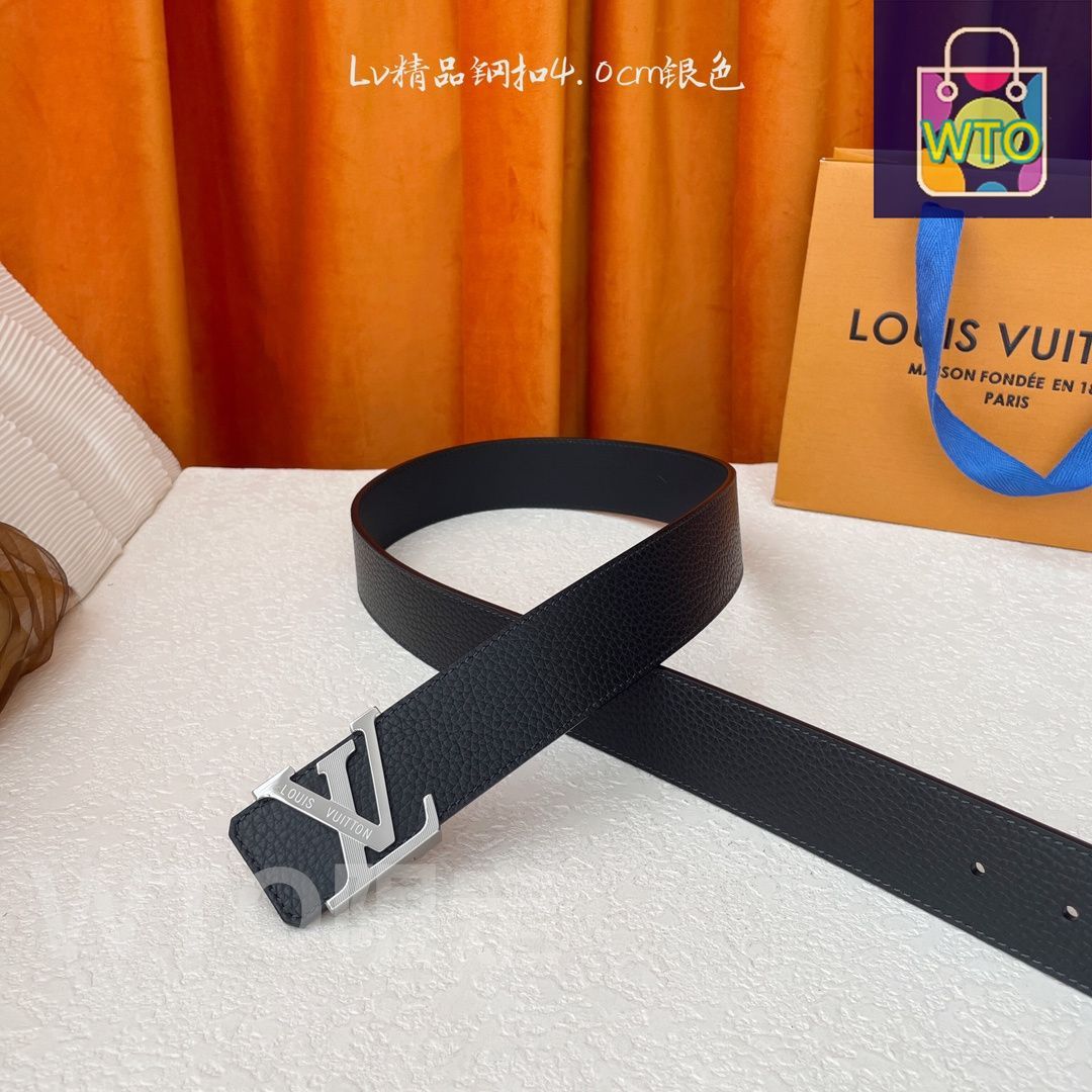 限定値下げ中❗️ Louis Vuitton 黒 レザー ベルト LOUIS VUITTON ルイヴィトン ベルトLVダミエ40MMリバーシブル 95