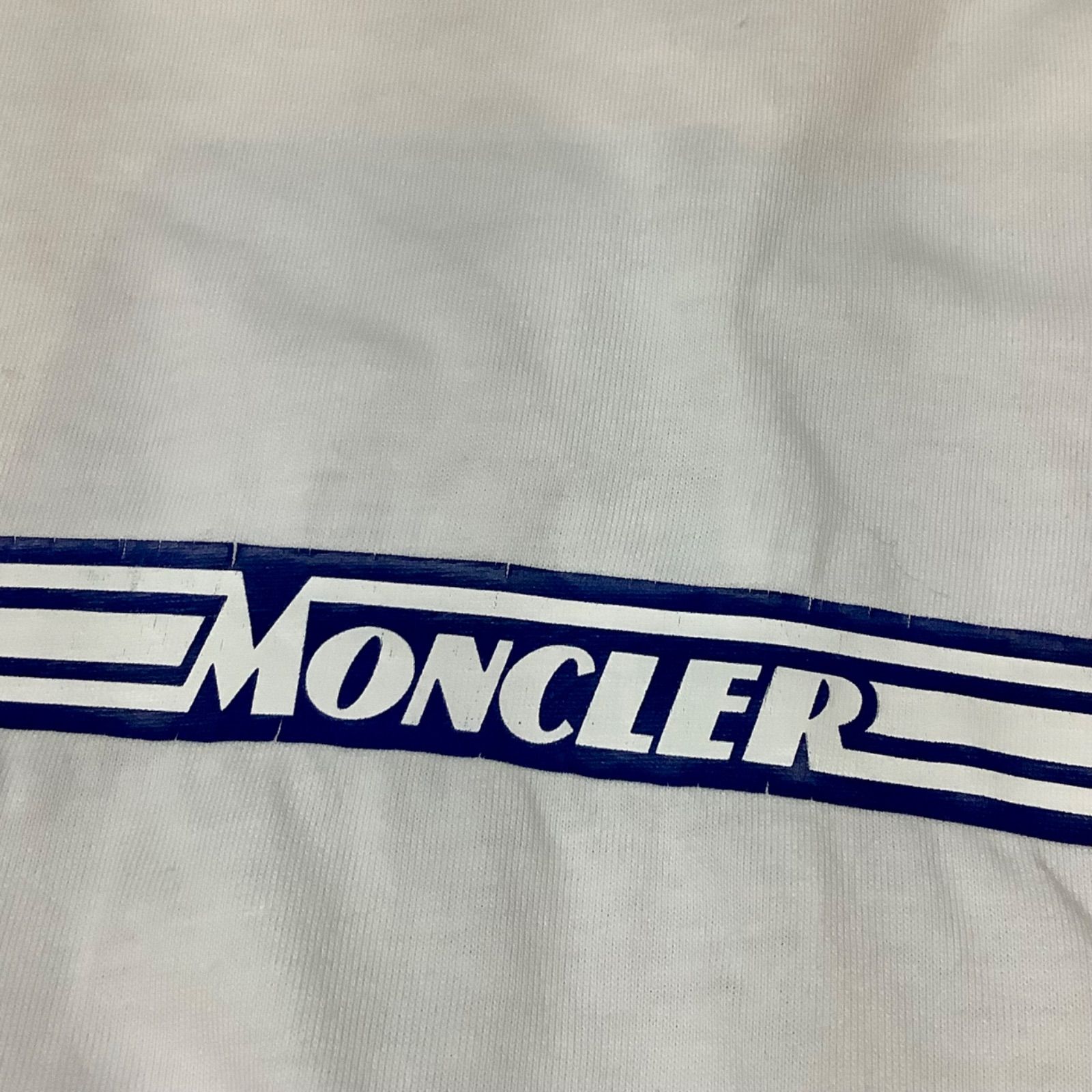 モンクレール MONCLER ロゴ プリント Tシャツ 半袖 丸首 白 紺
