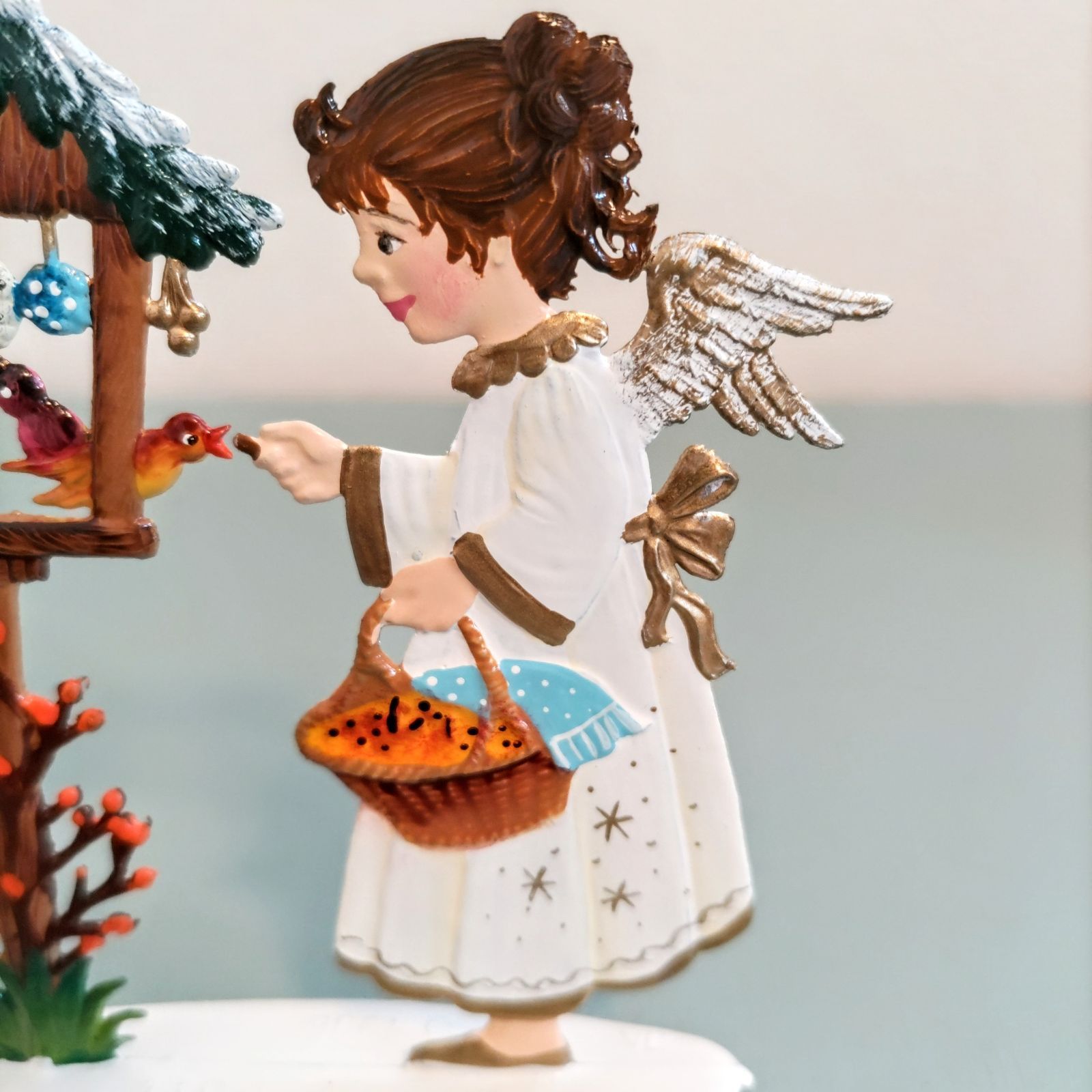 ドイツ 鳥小屋と天使 スタンド 錫製 工芸品 シュヴァイツァー工房