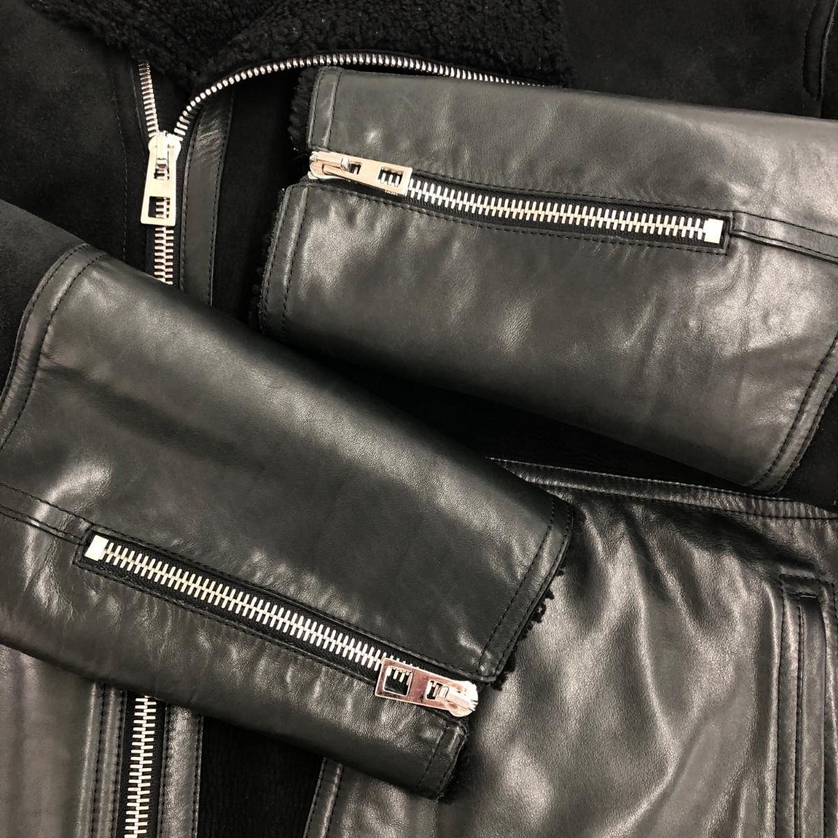 LOEWE ロエベ ムートン レザージャケット サイズ：50 ブラック