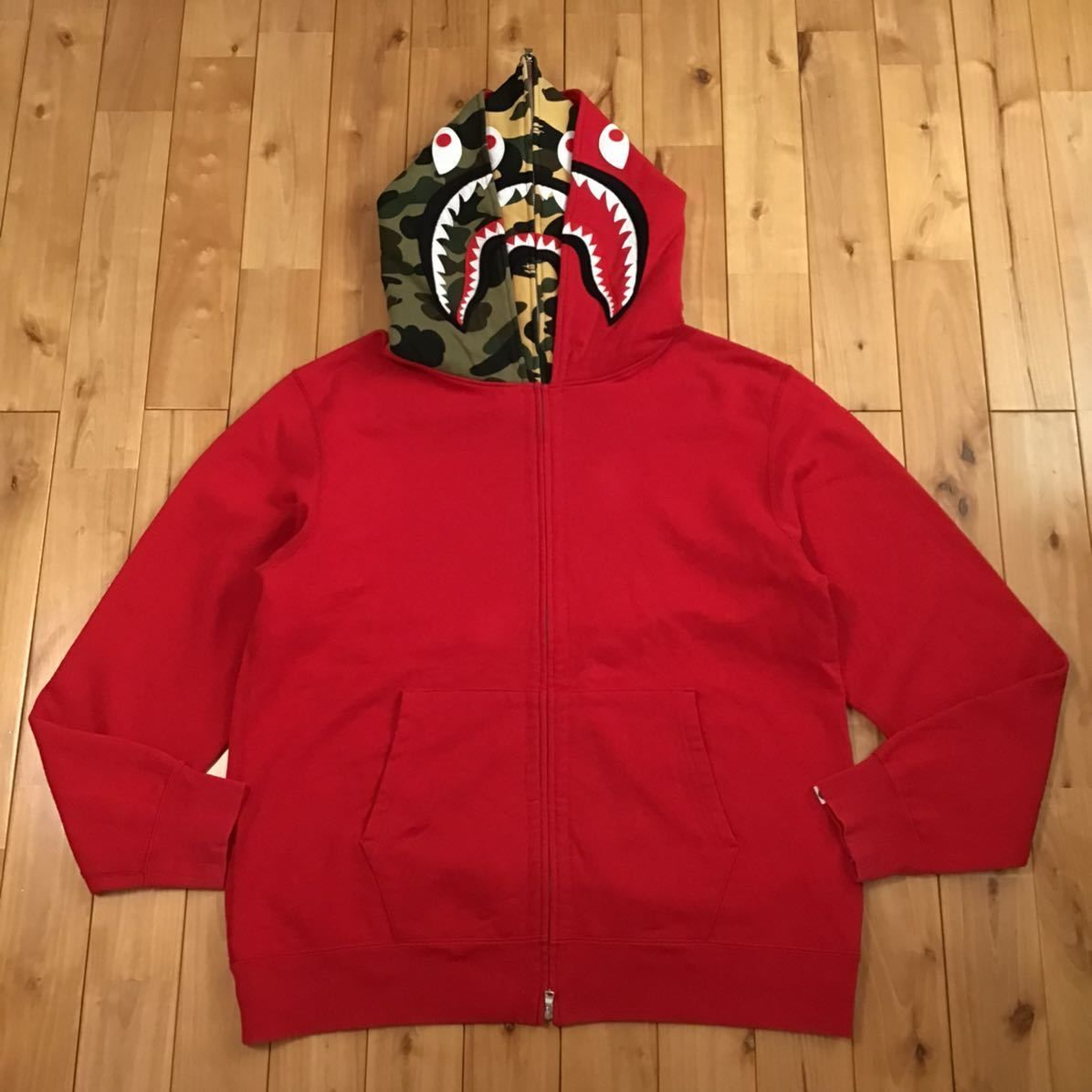 ☆2XL☆ ダブル シャーク パーカー Red double shark full zip hoodie a bathing ape BAPE エイプ  ベイプ 1st camo 迷彩 XXL - メルカリ