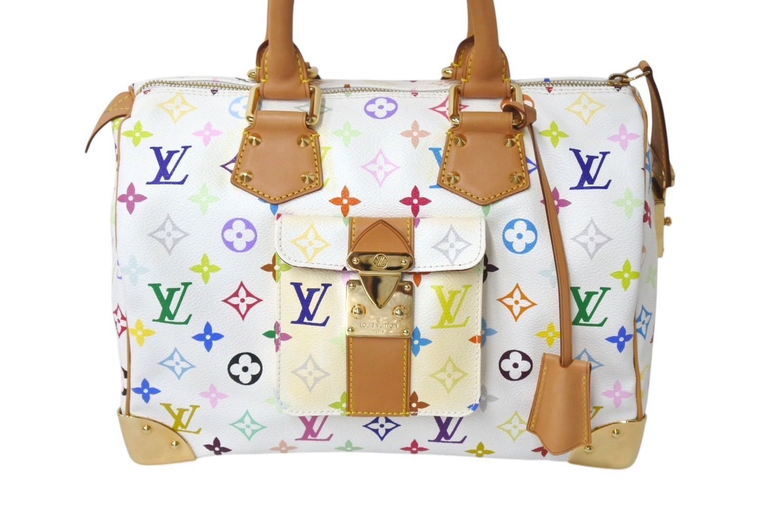 LOUIS VUITTON ルイヴィトン スピーディ30 ハンドバッグ M92643 モノグラム マルチカラー 村上隆 ホワイト 美品 中古  4c071521 - メルカリ