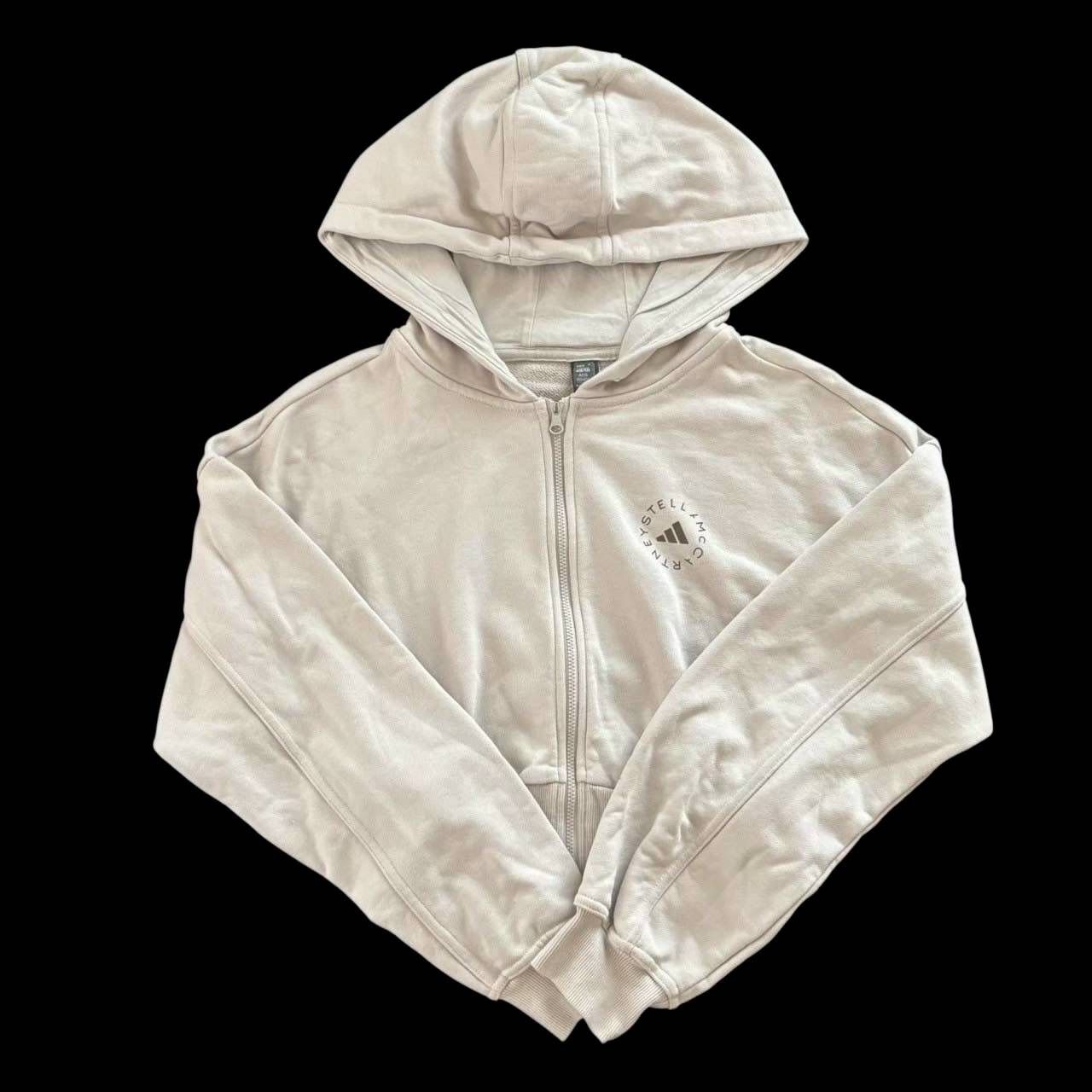 adidas Stella McCartney アディダス ステラマッカートニー パーカー グレー フルジップ ショート丈 綿 レディース Sサイズ