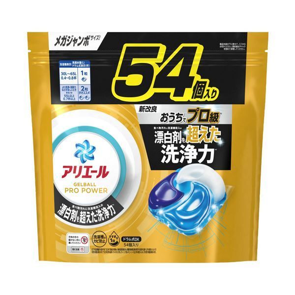 まとめ P＆Gアリエール ジェルボールプロ パワー つめかえ用 メガジャンボ 1パック 54個 ×3セット