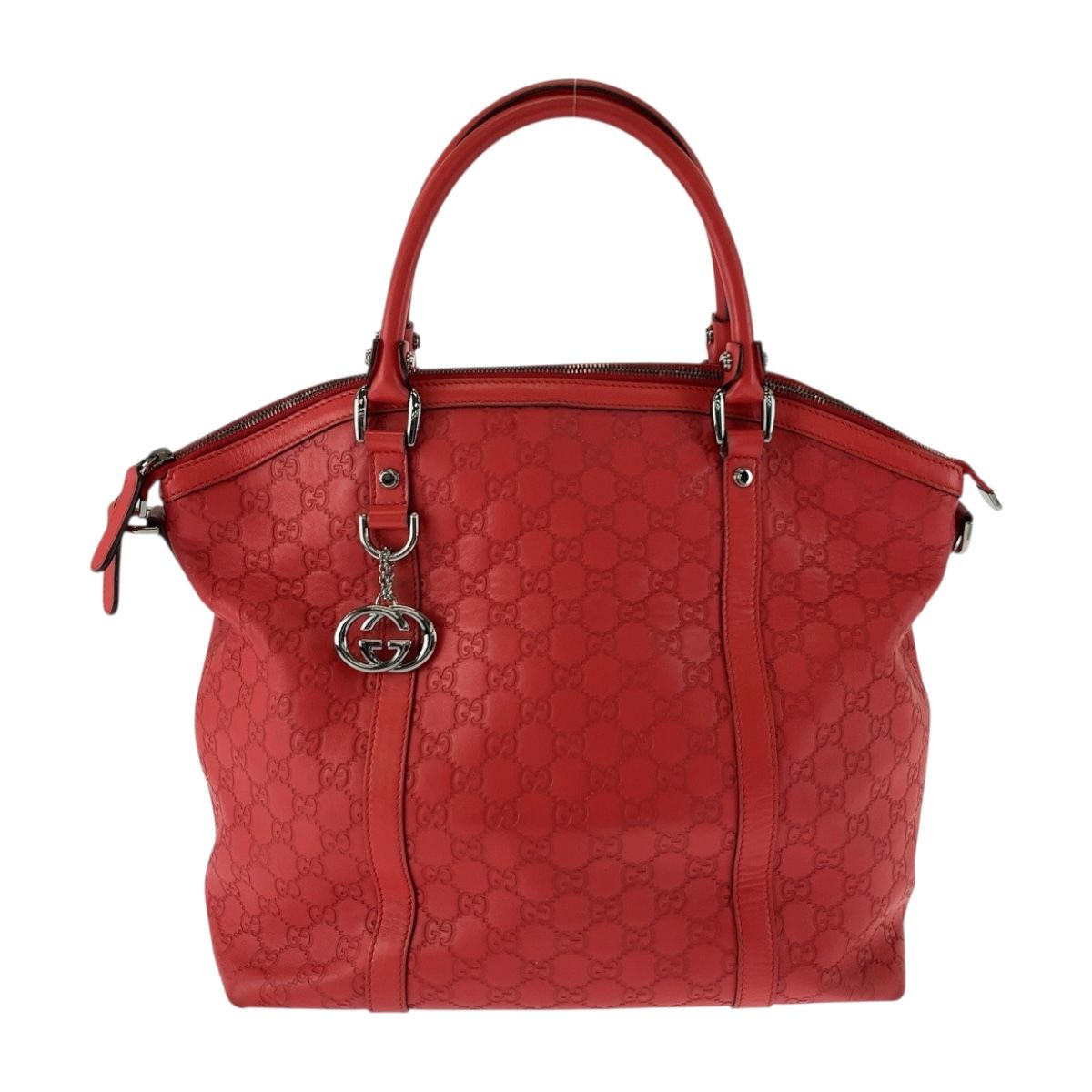 美品 GUCCI グッチ グッチシマ レッド シルバー金具 レザー