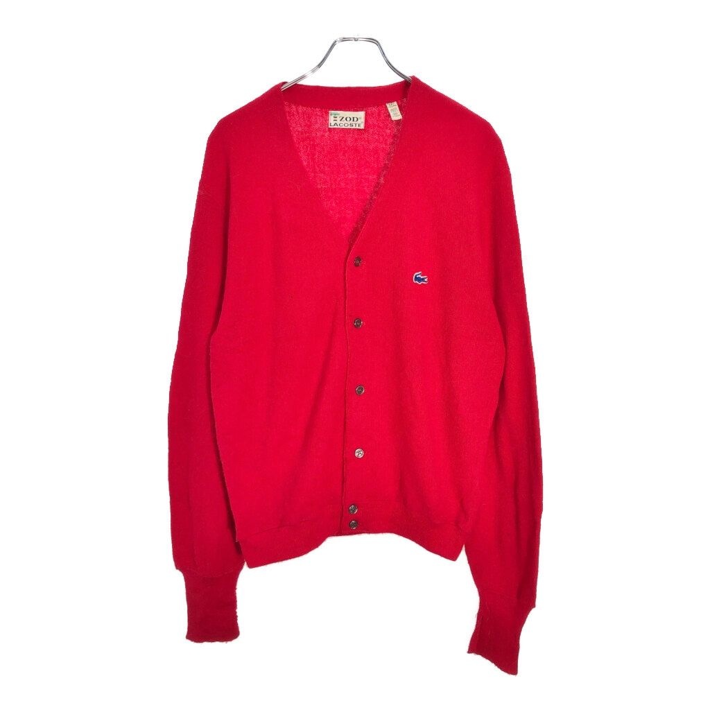 80年代 IZOD LACOSTE アイゾッド ラコステ アクリルニット カーディガン レッド(メンズ M)中古 古着 V4739
