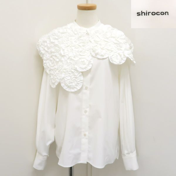 yori / SHIROCON/21AW/ホイップカラーブラウス/36/ポリエステル/WHT/無地/SC2121-010AW yori shirocon ホイップカラーブラウス SC2121-010AW ホワイト ＃36