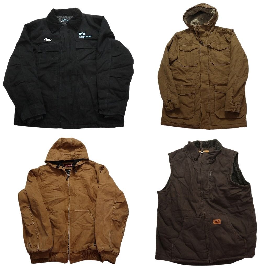 古着卸 まとめ売り ダック地ジャケット 4枚セット (メンズ L ) ブラック ボックスシルエット フーディー MX1024
