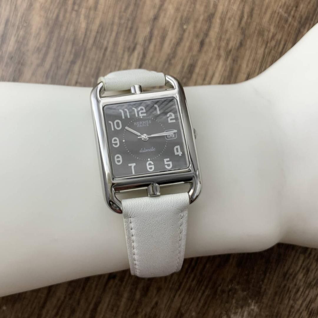 正規品 エルメス/HERMES グレー文字盤 自動巻 メンズ腕時計 鑑定済み