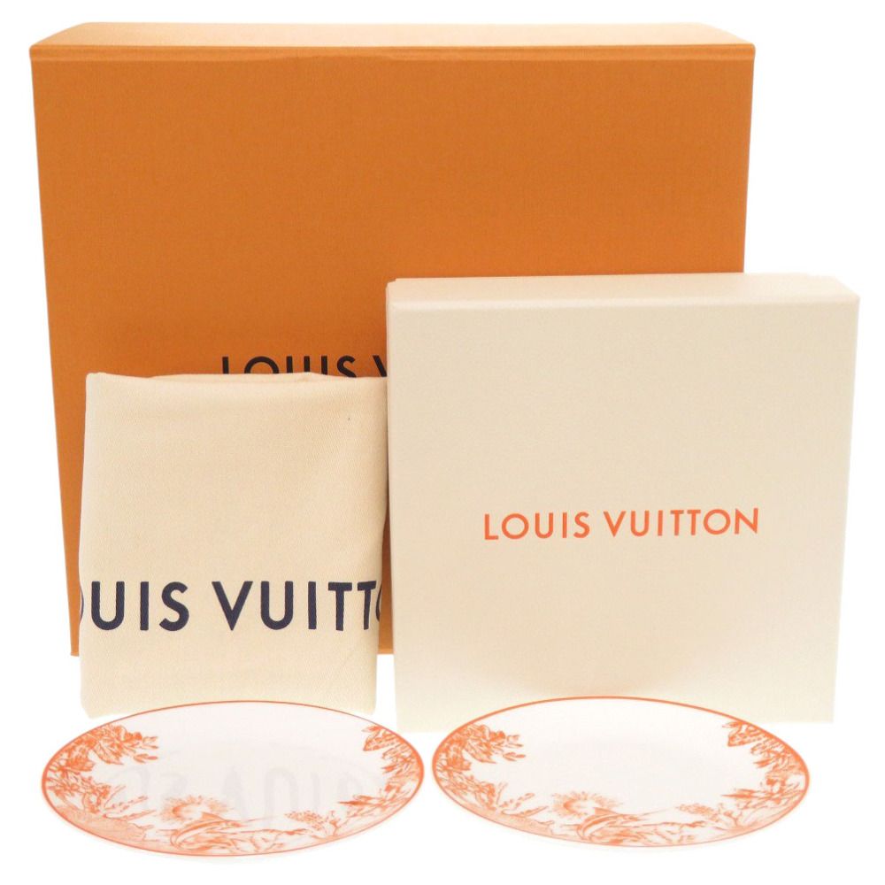 ルイ ヴィトン Set Of 2 Side Plates LV By The Pool トロピカルフローラル モチーフ R95811 リモージュ磁器 オレンジ 食器 皿 プレート LV 0951 LOUIS VUITTON