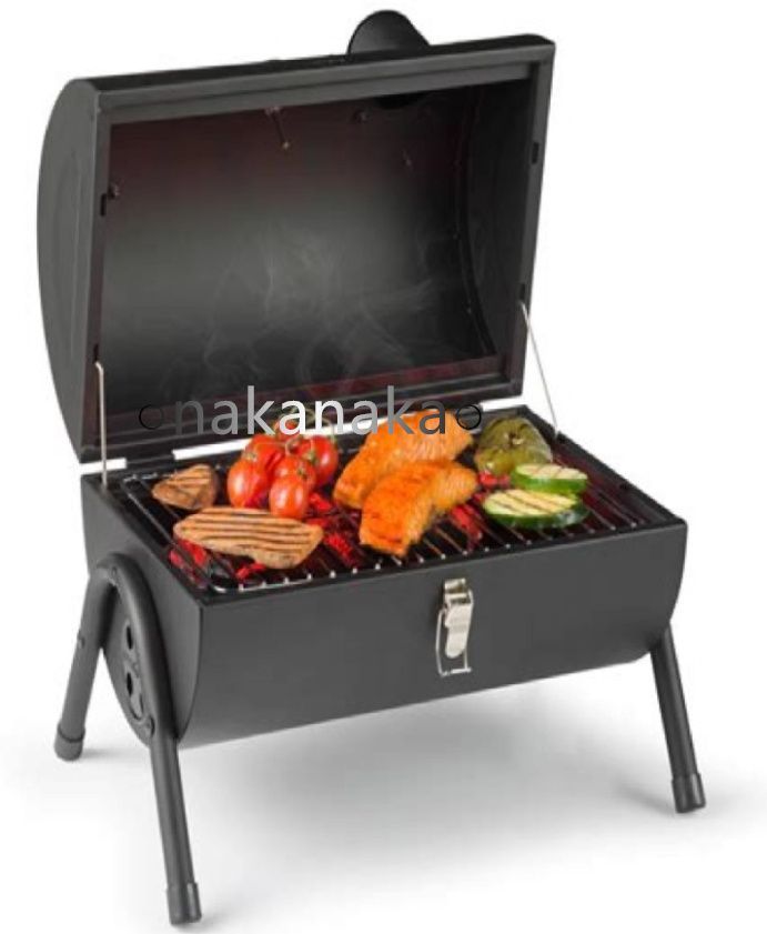 アウトドア キャンプ用 携帯型温度計内蔵 両面焼きBBQ燻製炉