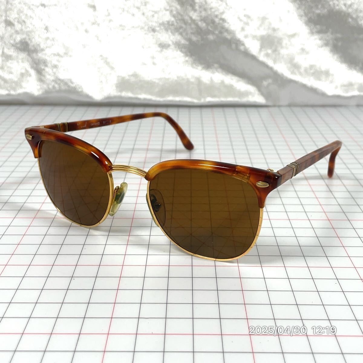 PERSOL ペルソール ブロー ベッコウ調 ゴールド 金具 サングラス メガネ 眼鏡