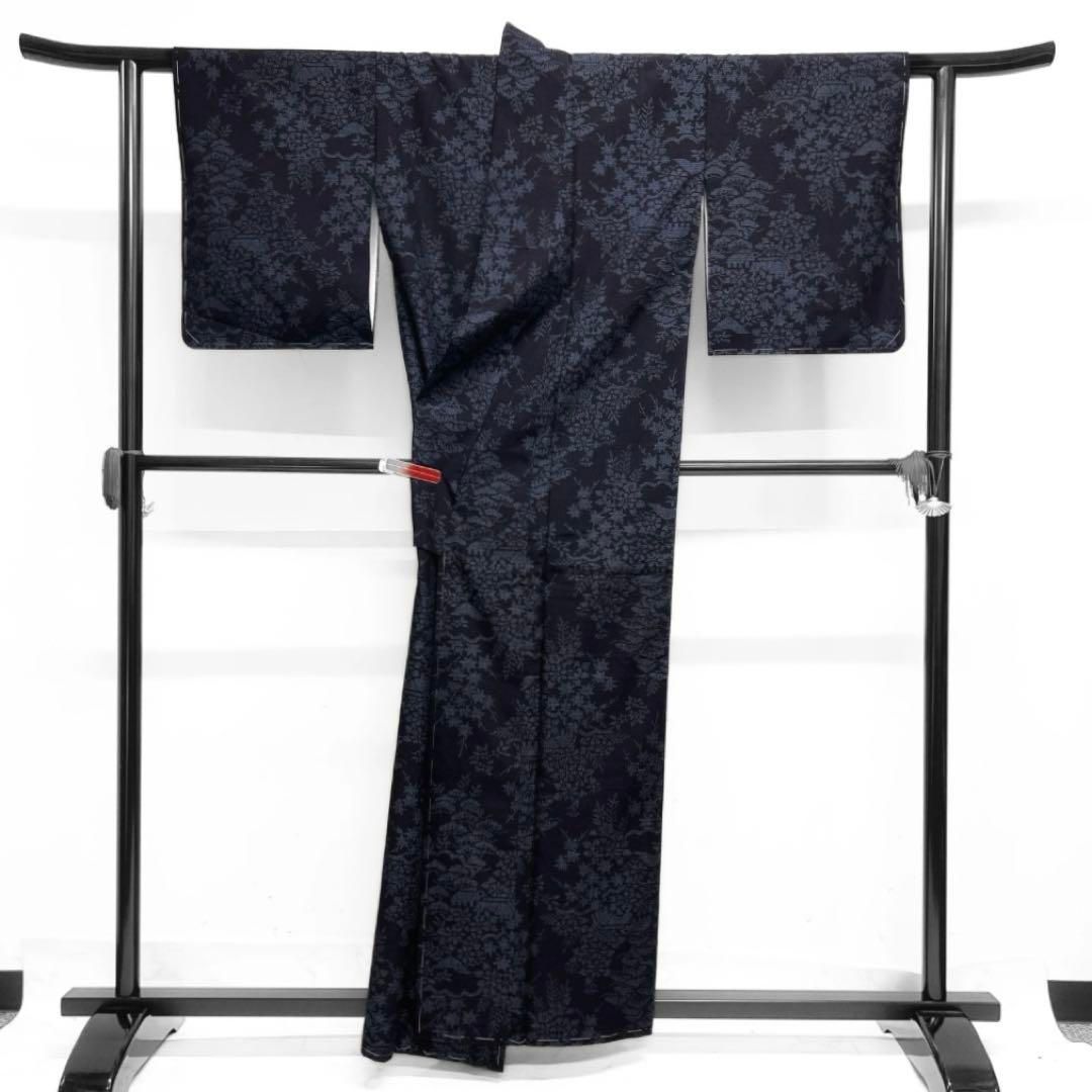 未着用　小紋　本場結城紬　茶屋辻　松　楓　菊　家屋　着物　015a d 未着用 小紋 本場結城紬 茶屋辻 松 楓 菊 家屋 着物 015a d - メルカリ