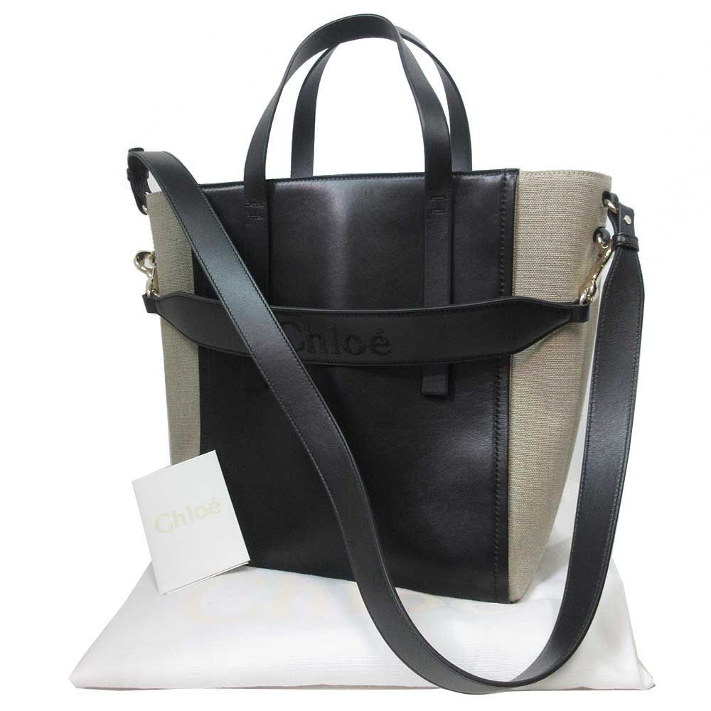 クロエ トートバッグ Chloe クロエセンス レザー リネン 2WAY
