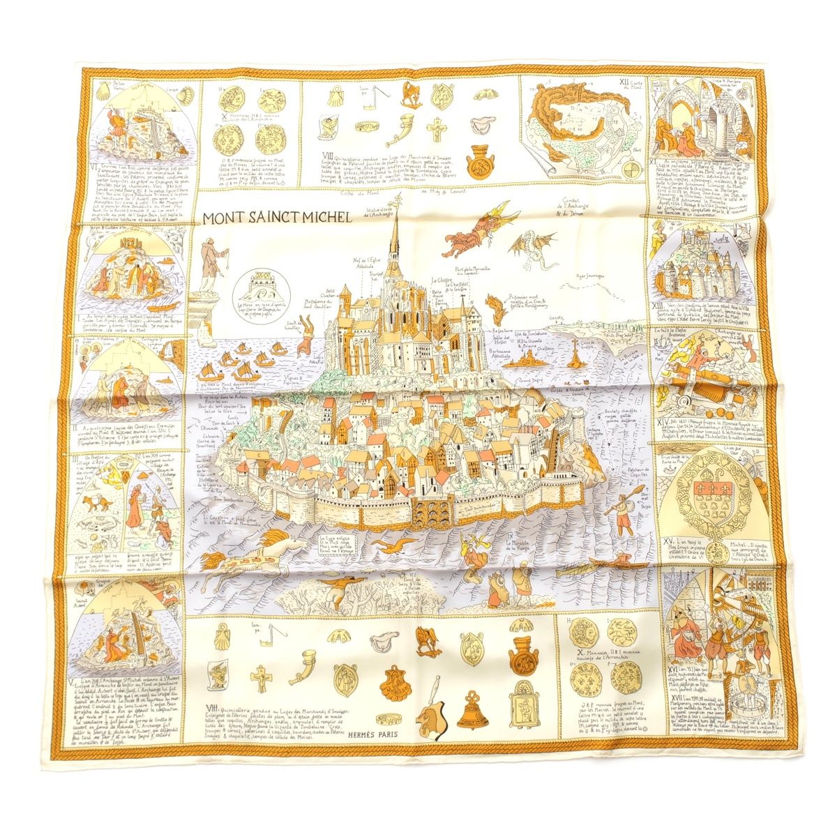 エルメス カレ90 MONT SAINCT MICHEL モンサンミッシェル シルク