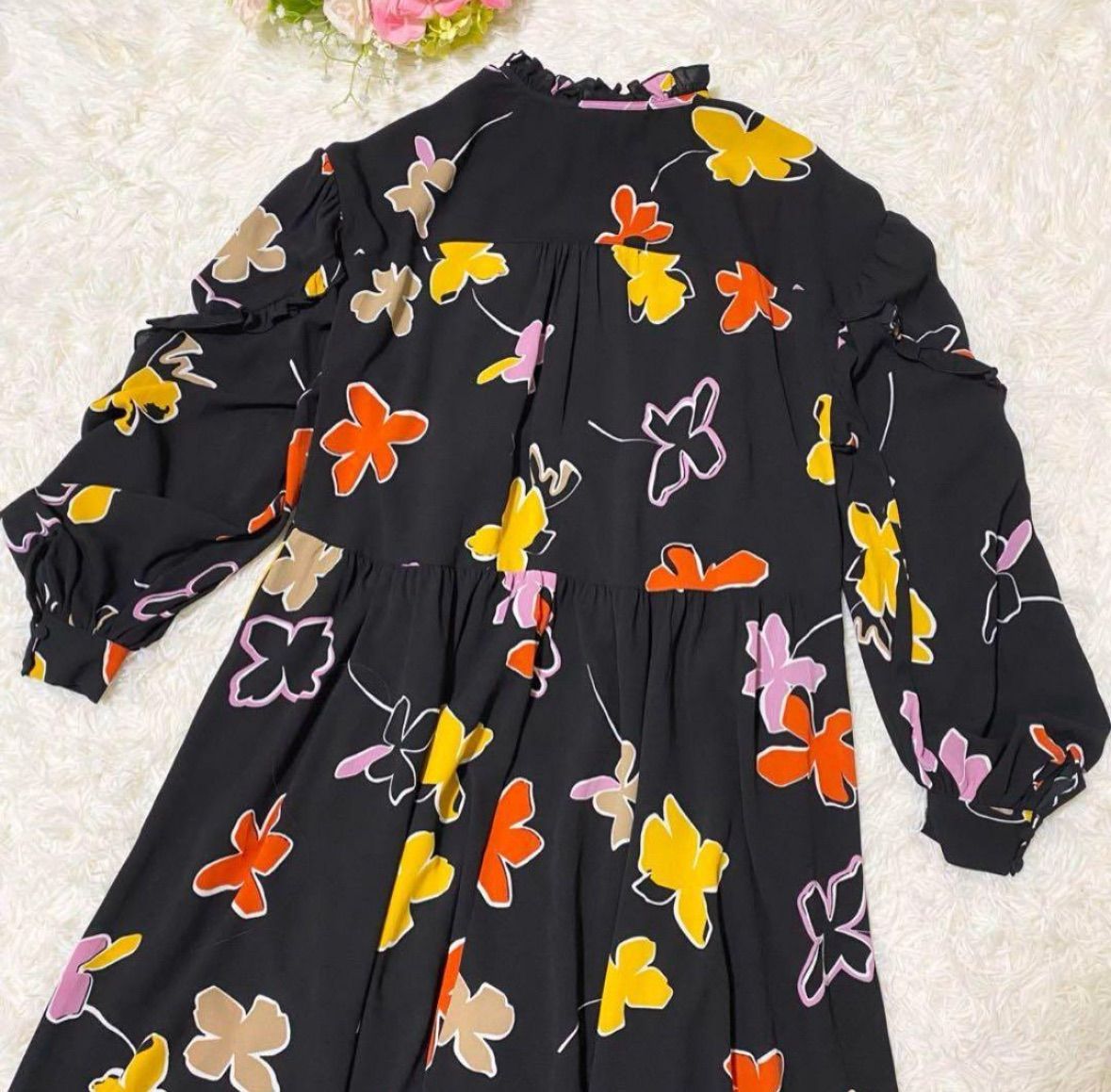 新品タグ付き✨】テッドベイカー 花柄 ロング 長袖 ワンピース フリル