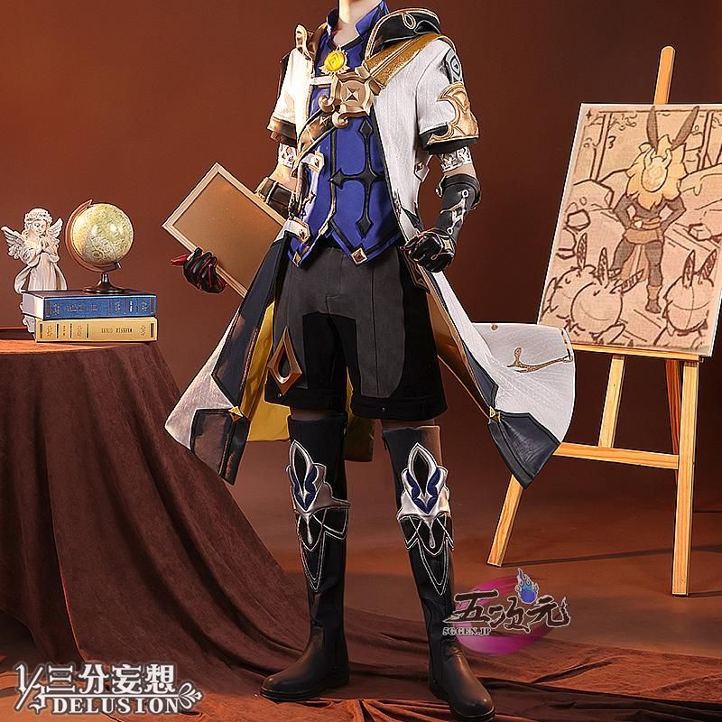 高品質 三分妄想 原神 コスプレ アルベド 衣装 ※ウィッグ 靴