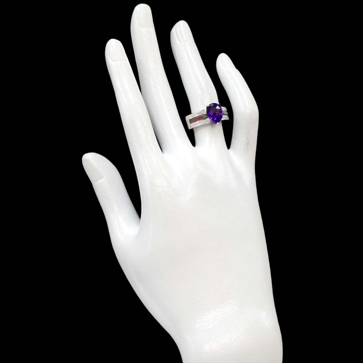タサキ TASAKI 11号 リング アメジスト シェル ダイヤ 0.19ct