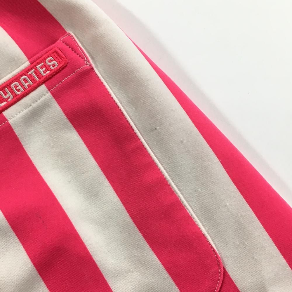 PEARLY GATES ピンク ストライプ スカート パーリーゲイツ スカート 白×蛍光ピンク ストライプ ストレッチ