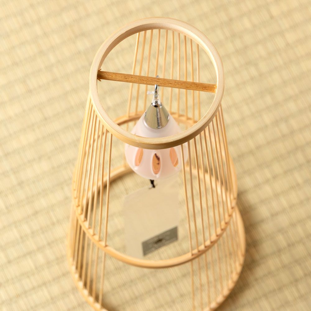 駿河竹千筋細工×東京ベル 置き風鈴（ピンクゴールド・ショート） 消音