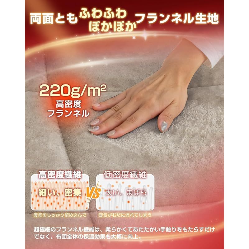 ⭐️【新品】掛け布団 ぽかぽか 四層構造フランネル ブラウン 洗える