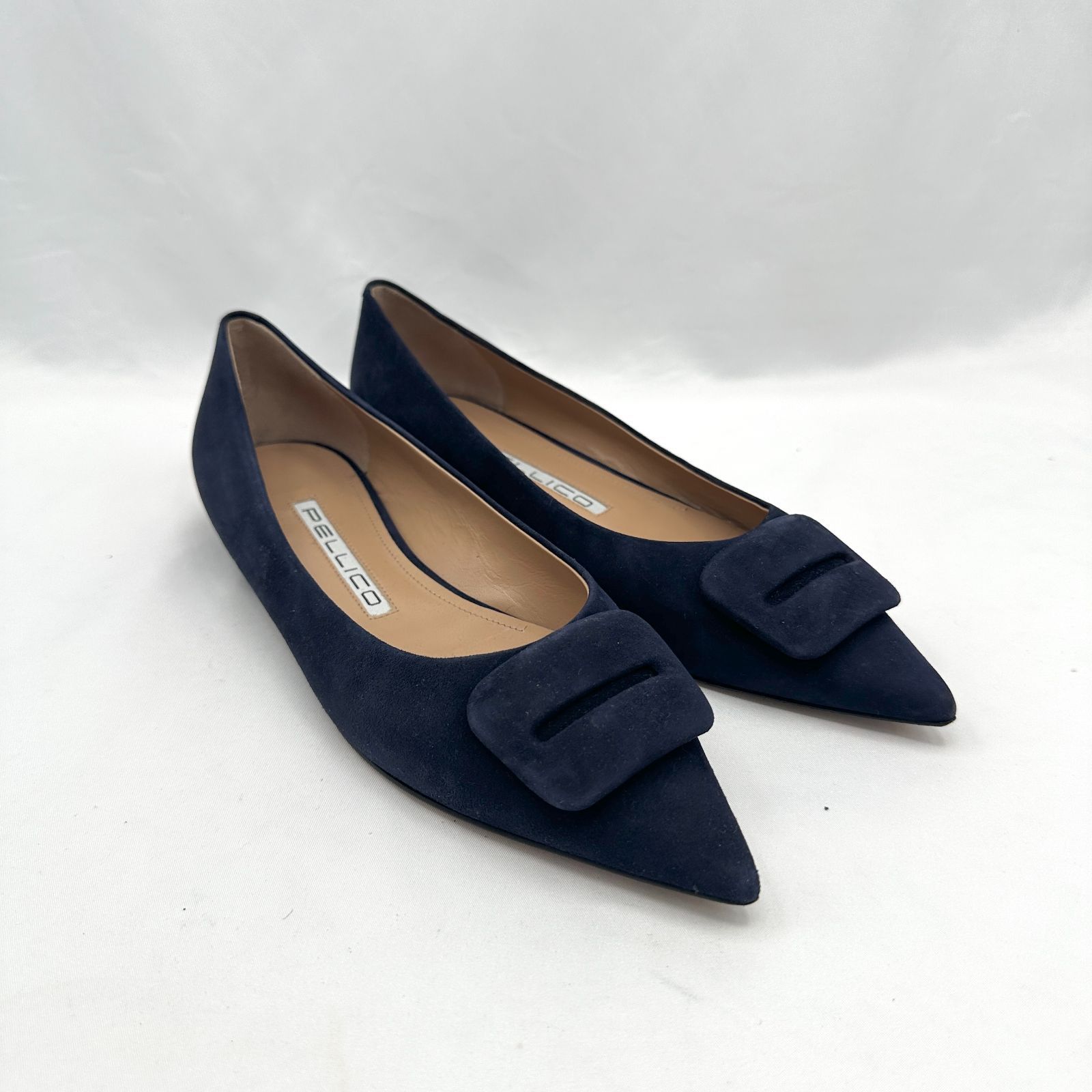 PELLICO ネイビー スエード フラットシューズ ろみ※ PELLICO