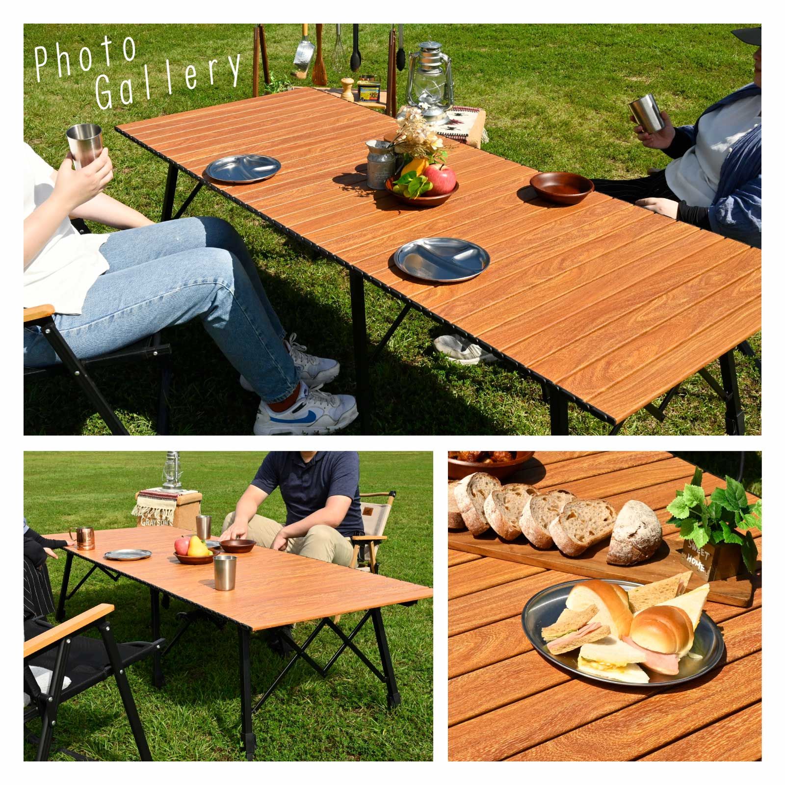  waku fimac 180 70 ワイドテーブル アウトドアテーブル キャンプテーブル ウッド調 高さ調整 テーブル ロールテーブル キャンプ テーブル チェア ハンモック アウトドア