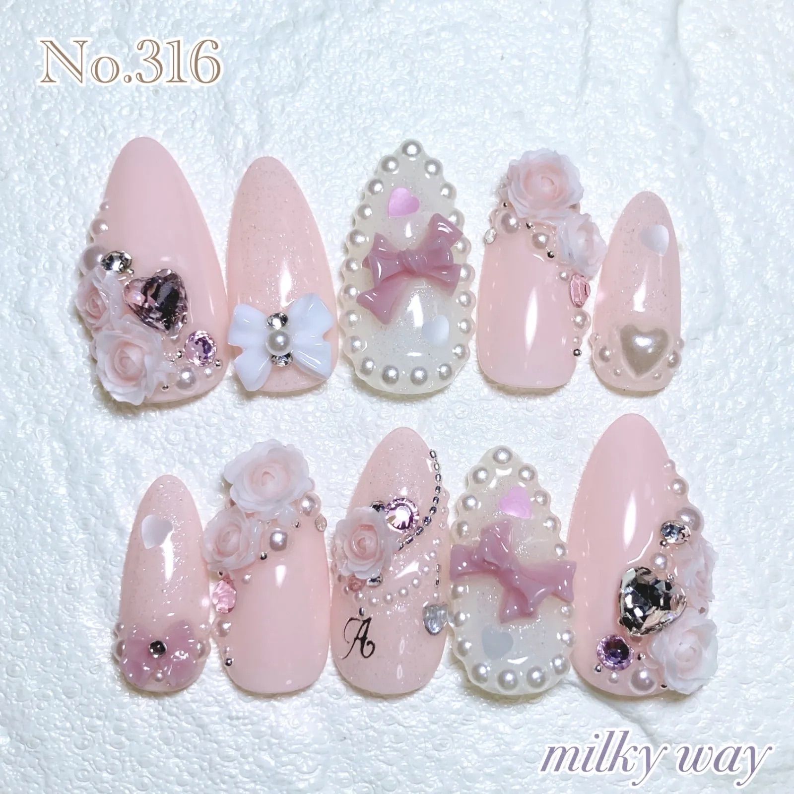 No.316 量産型ネイル ❁︎ 薔薇ネイル ❁︎ 推しネイル - メルカリ