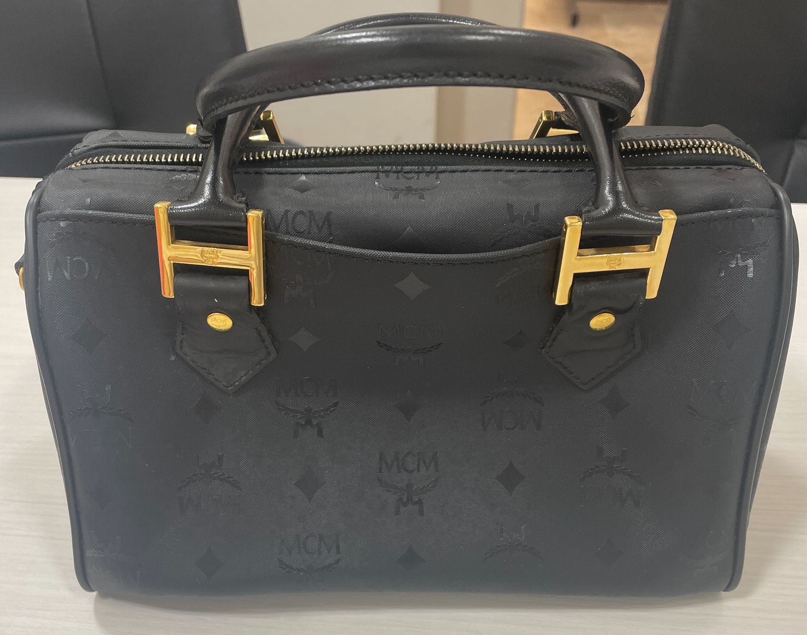 MCM ブラック ボストンバッグ MCM - 新品 エムシーエム MCM ボストンバッグ モノグラムナイロン