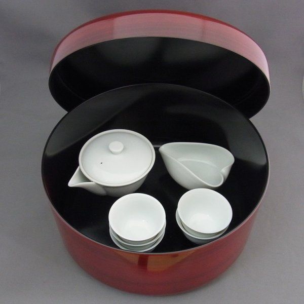 紀州塗 かすみ杢 茶櫃セット