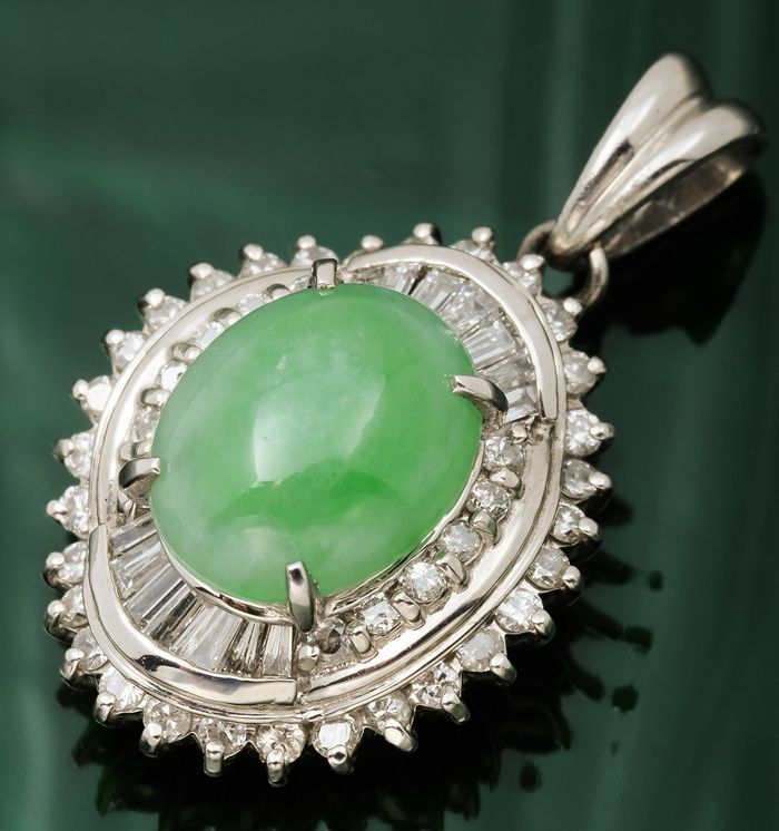Pt900 翡翠 ダイヤモンド ペンダント 品番j23-163