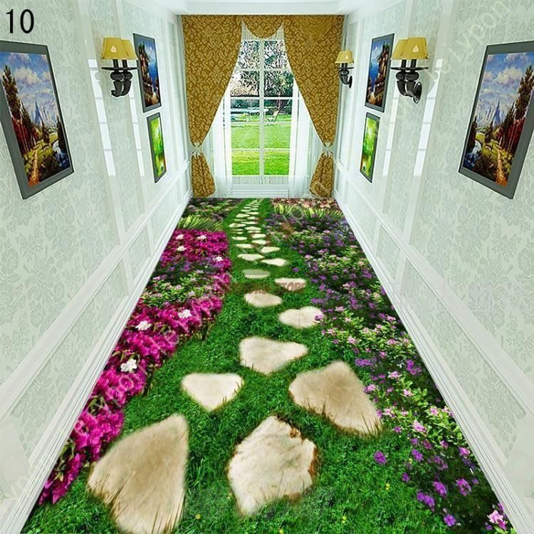 廊下カーペット3Dバタフライローズ柄長方形厚さ0.7cm廊下ランナーカーペット自由にカット滑り止め階段