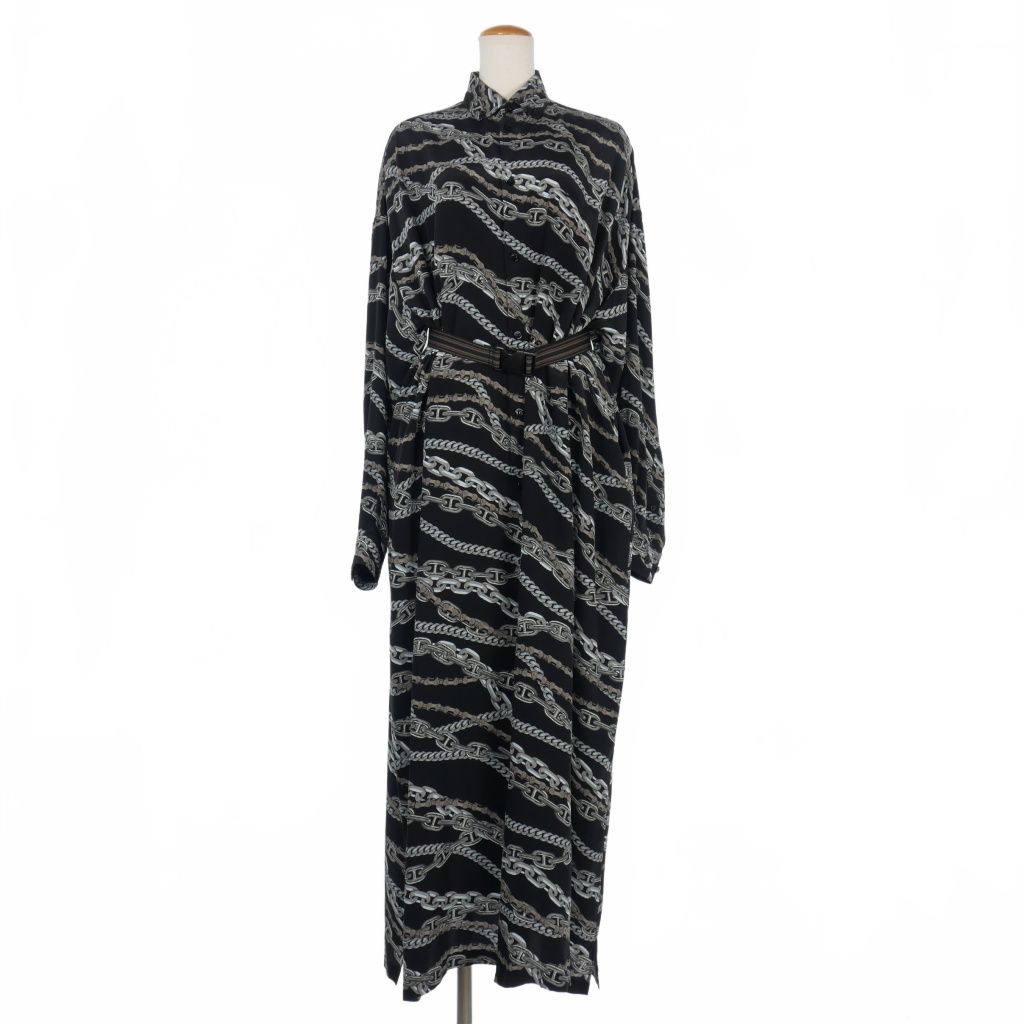 バレンシアガ BALENCIAGA 18SS チェーンプリント シルク シャツ