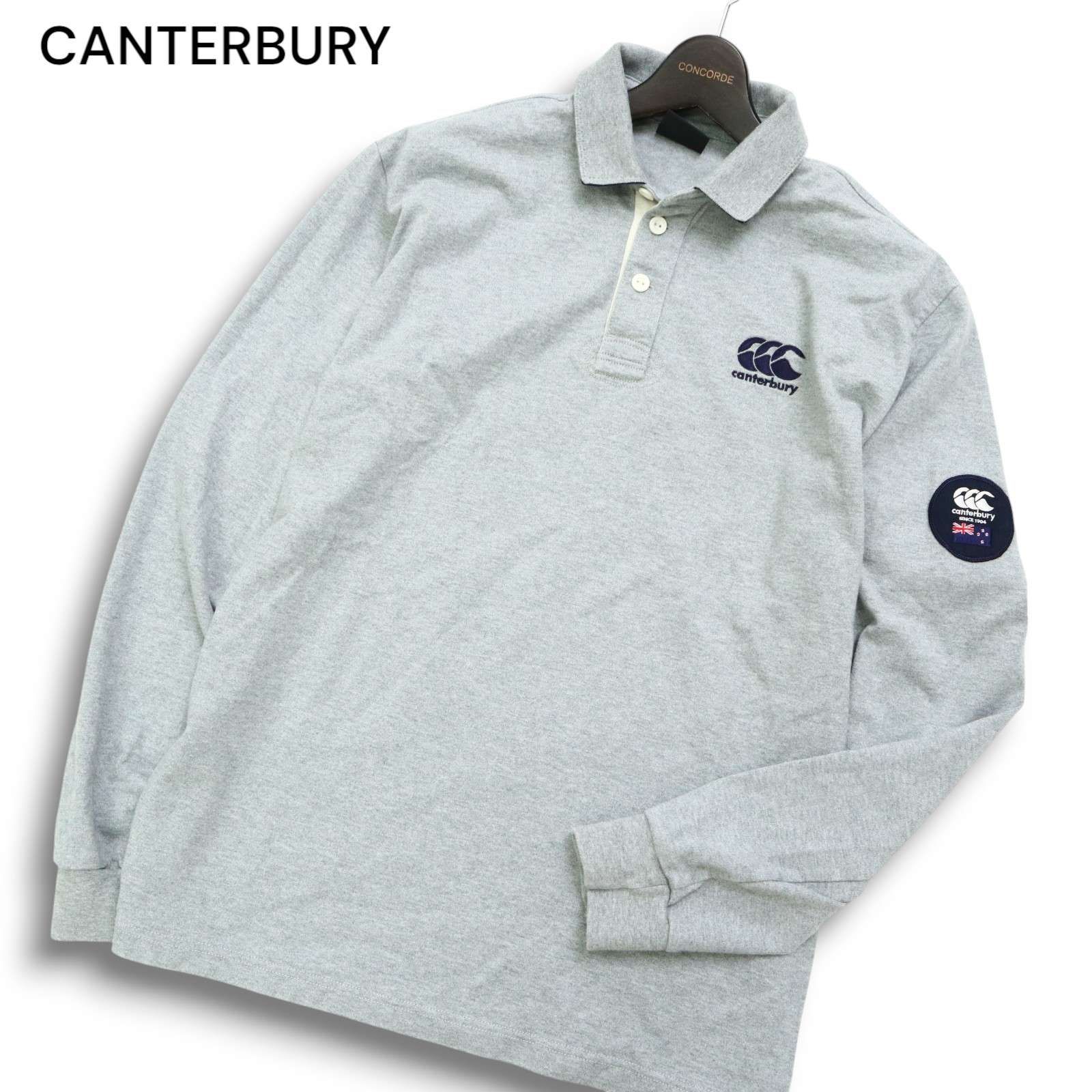 極上　CANterbury 刺繍ロゴ　長袖ポロシャツ XL ホワイト CANTERBURY カンタベリー ロゴ刺繍 ワッペン☆ 長袖 ラガーシャツ