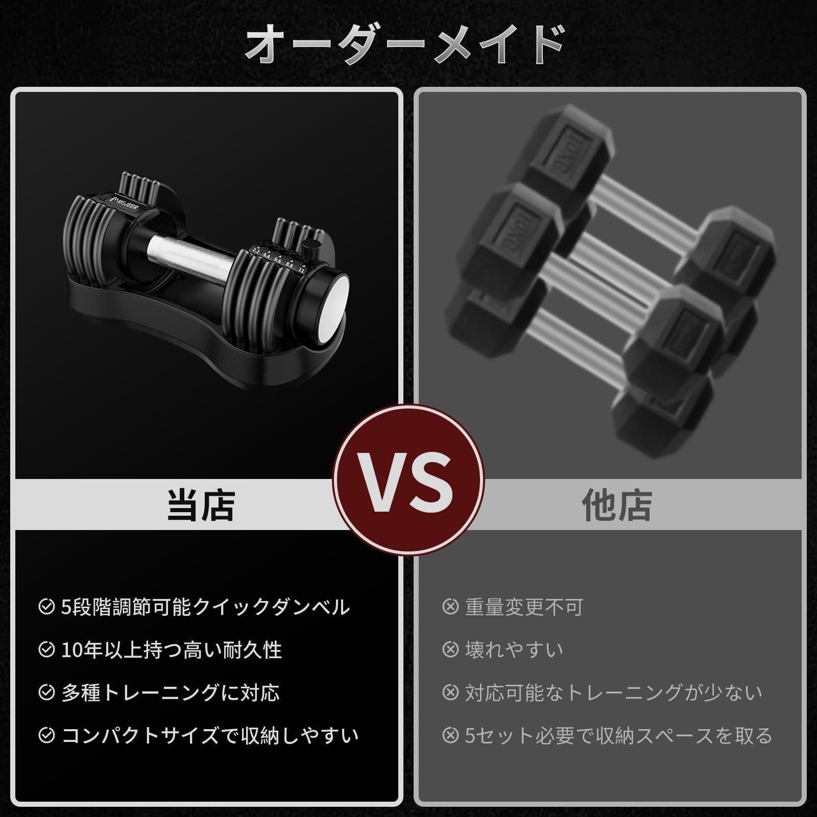 新品 MOJEER ダンベル 可変式 5.5kg/11kg/25kg アジャスタブルダンベル