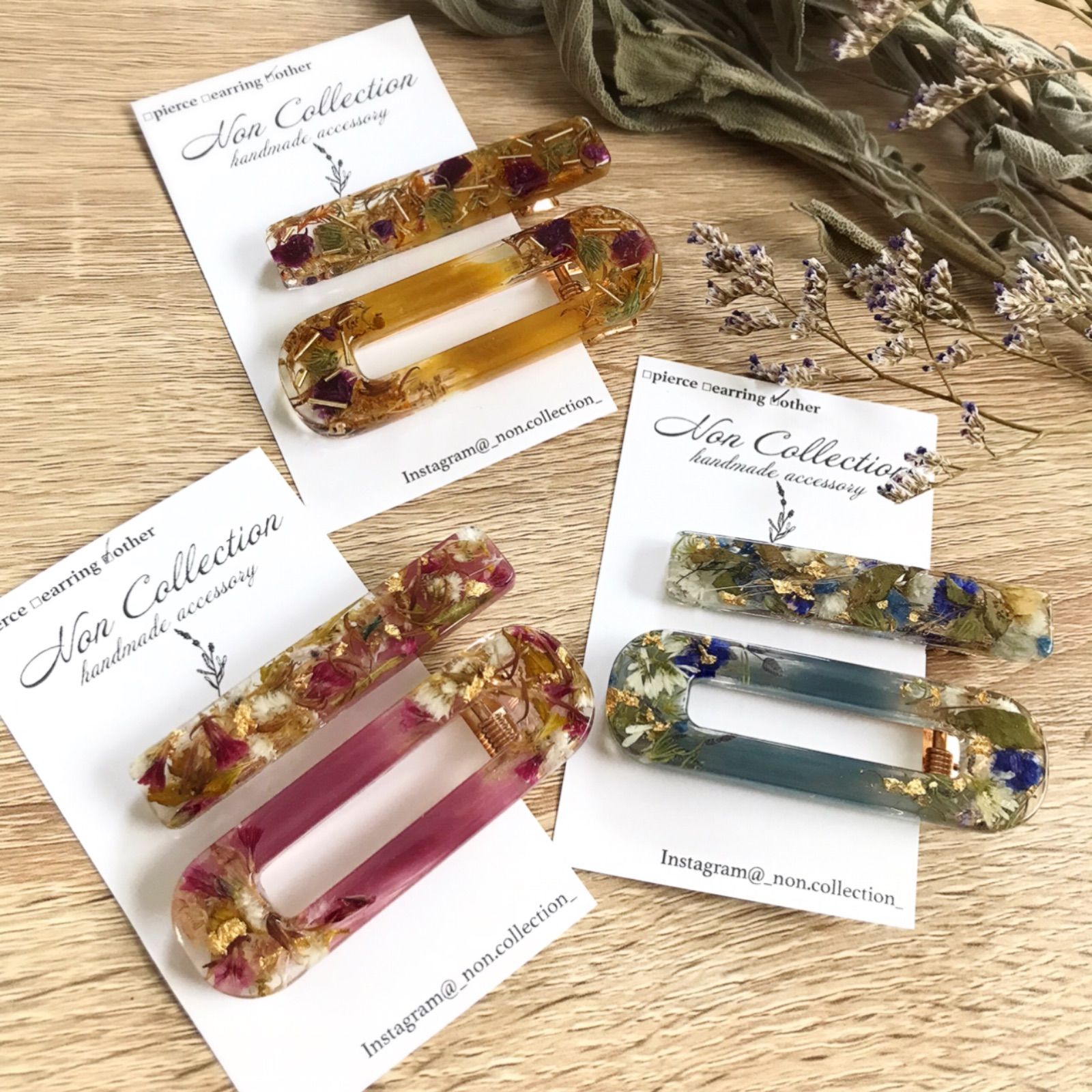 No.41 ヘアクリップ ヘアアクセサリー ハンドメイド レジン ドライ 