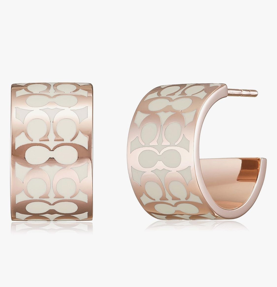 新品未使用☆COACH  ピアス ローズゴールドホワイト　入荷しました☆