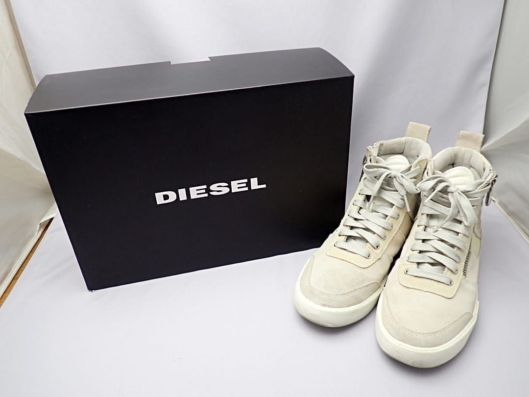 DIESEL ディーゼル ハイカット スニーカー S-DVELOWS MID CUT MOONBEAM 26.5cm スエード 中古B 【送料無料】 A-8529【質屋出品】