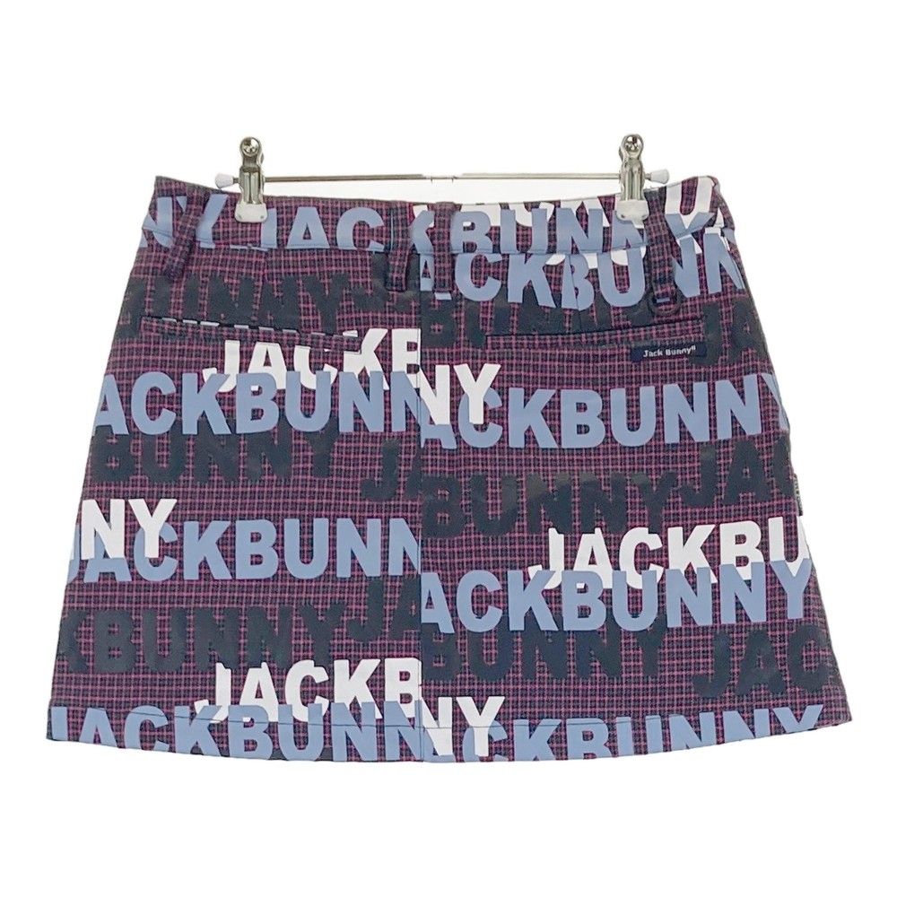 サイズ：2 JACK BUNNY ジャックバニー  インナー付 ストレッチスカート ロゴ×チェック柄 ピンク系 [240101469986] ゴルフウェア レディース ストスト サイズ：2 JACK BUNNY ジャックバニー インナー付 ストレッチ