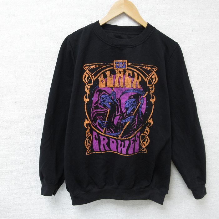 L/古着 長袖 ロック バンド スウェット メンズ The Black Crowes クルーネック 黒 ブラック spe 25feb01 中古 スエット トレーナー トップ